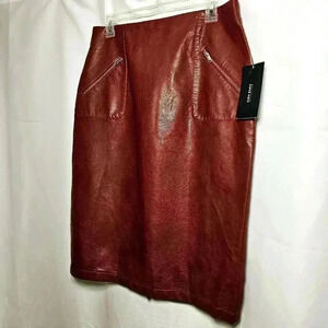 NWT Zara Maroon Leather Pencil Skirt